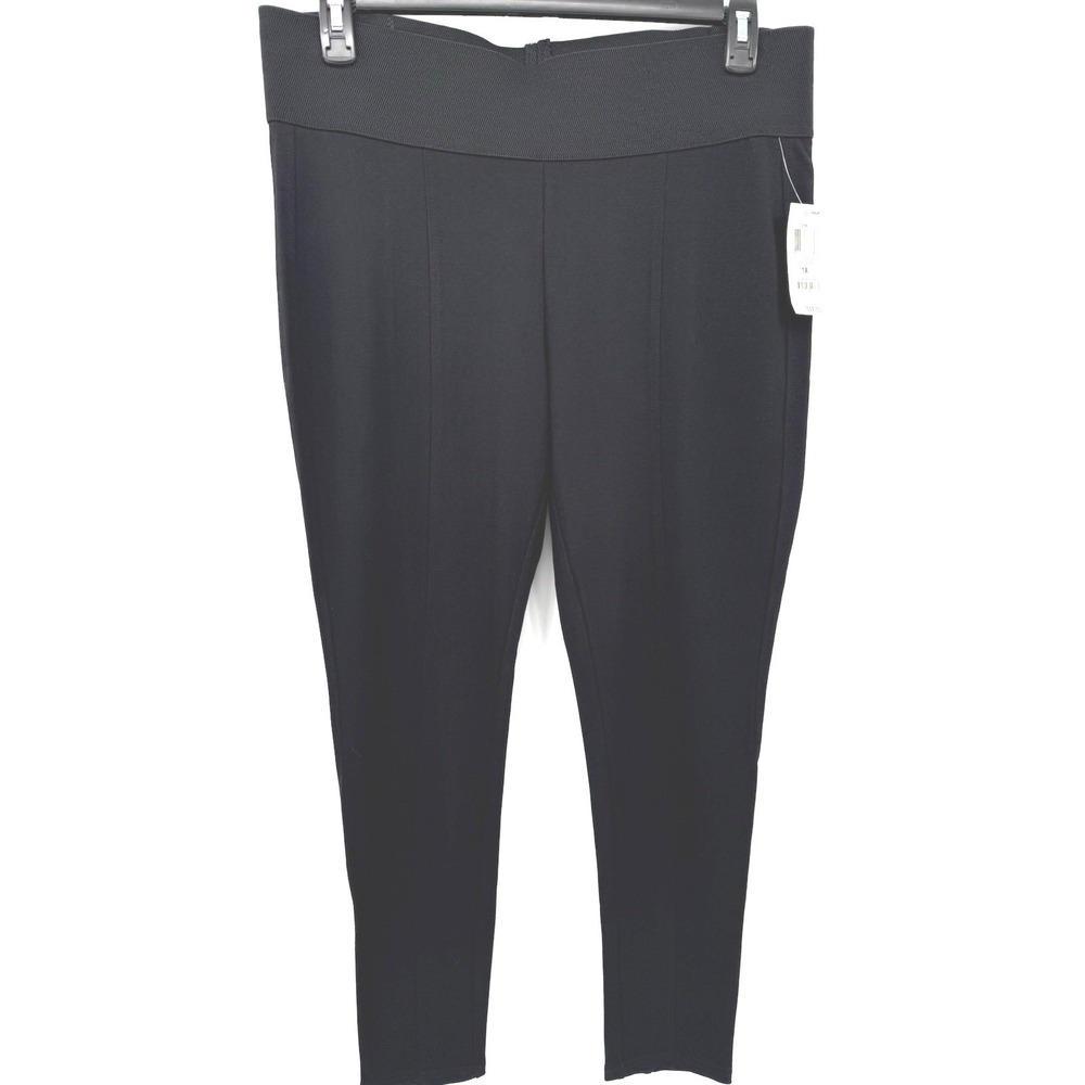 American Rag Leggings Women 1X Black High Rise Seamed Ponte Pull On P3FQ02CBK